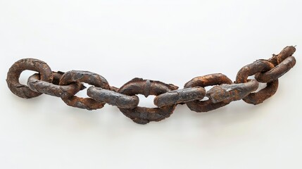 Obraz premium Aged anchor chain on a white backdrop