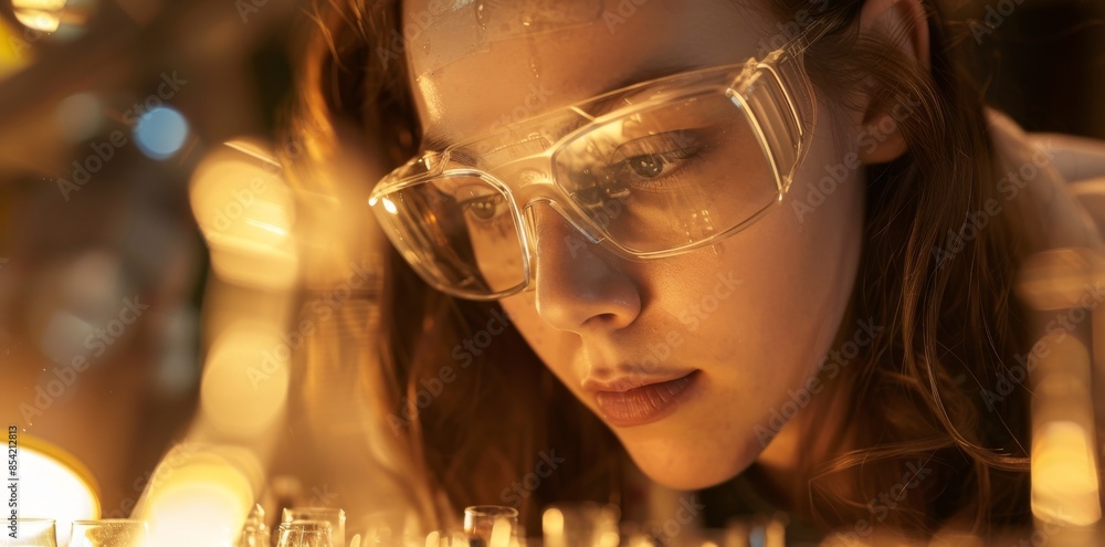 Poster laboratories conduct experiments and perform research. stock artificial intelligence is used in thes