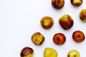 Fresh jujube fruit on white background