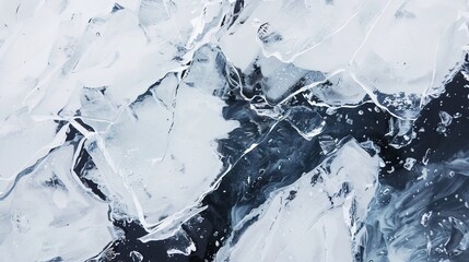 Stunning abstract acrylic painting in dynamic white, blue, and black hues