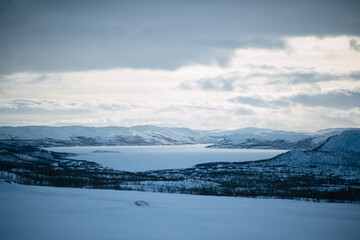 snow covered mountains