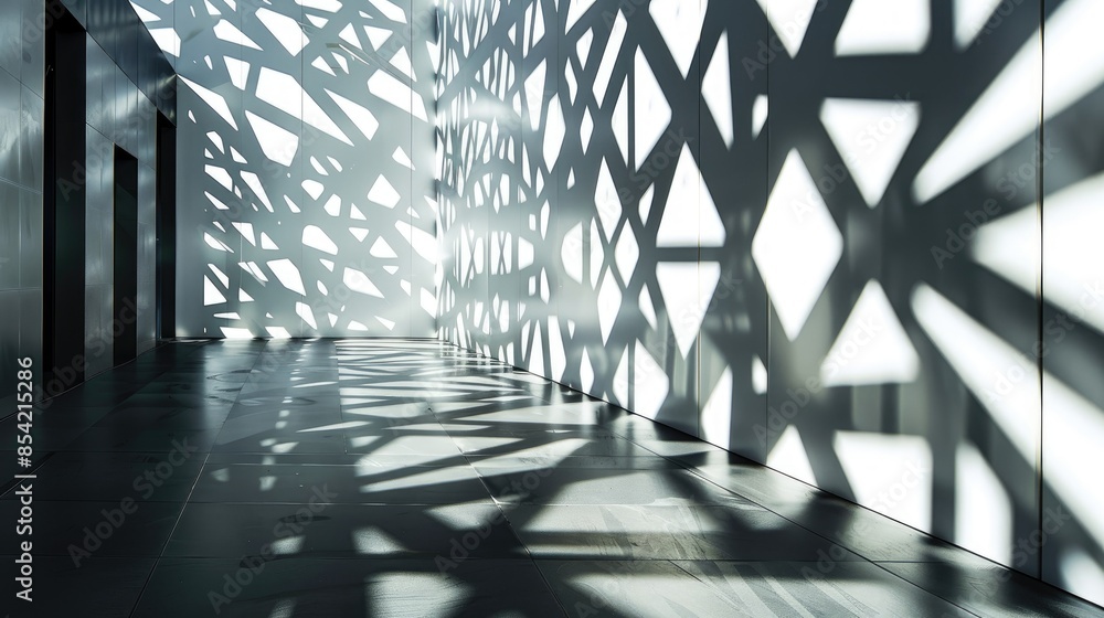 Poster abstract background of modern lobby with geometric patterns and shadows