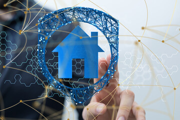 Neural network 3D illustration. Big data and cybersecurity