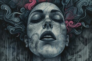 Illustrate an Art Brutale painting featuring a bold, frontal figure with exaggerated proportions, incorporating chaotic brushstrokes and vibrant colors for a powerful impact