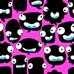 Cartoon monsters seamless text bubble pattern for wrapping paper and fabrics