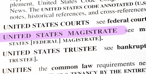 close up photo of the words united states magistrate