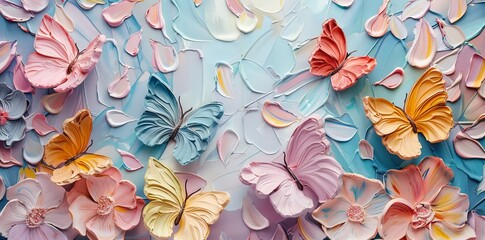 Abstract Blossoms of Hope embraces transformation with dynamic photography painting balanced by Floating Flowers Butterflies