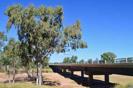 A view of the bridge over the Finke River south of Alice Springs, Australia.
