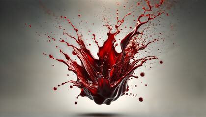 High-speed blood splash on a neutral background