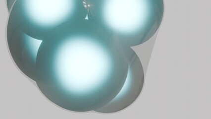Soft Glowing Spheres Cluster with Gentle Reflections