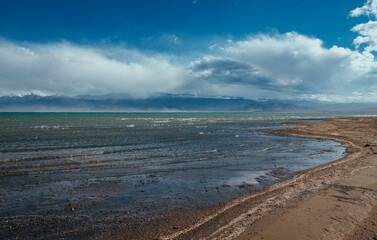 Issky-kul lake in Kyrgyzstan, summer landscape