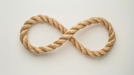 A rope is tied in a knot that looks like an infinity symbol, infinity sign concept