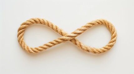 A rope is tied in a knot that looks like an infinity symbol, infinity sign concept