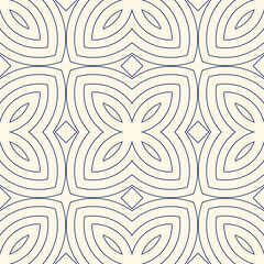 Outline ethnic abstract background. Seamless pattern with symmetric geometric ornament. Can be used for coloring books and pages, textile print, page fill. Vector illustration