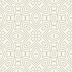 Outline ethnic abstract background. Seamless pattern with symmetric geometric ornament. Can be used for coloring books and pages, textile print, page fill. Vector illustration