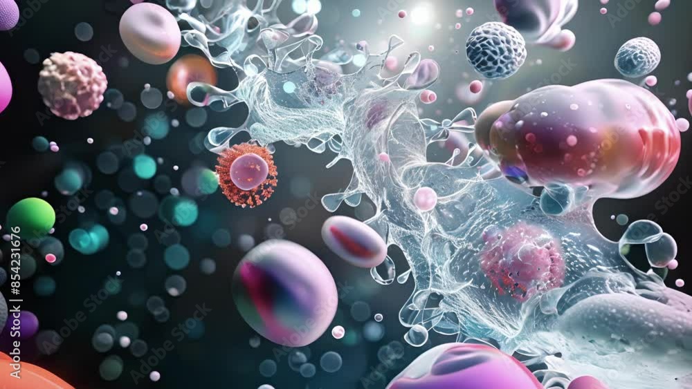 Poster a timelapse animation of endocytosis in action showing the gradual formation and movement of a vesic
