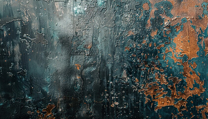 Grunge old rusty blue metal wall sheet texture background wallpaper. Backdrop, abstract, tattered, artistic pattern, rust material, distressed, detailed composition