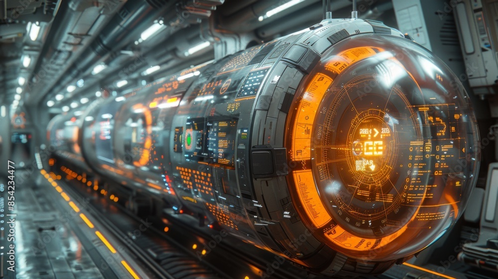 Poster generate a futuristic transportation hub where travelers use vr goggles to access ai-generated navig
