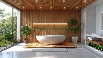 Large White Bathtub in a Bathroom