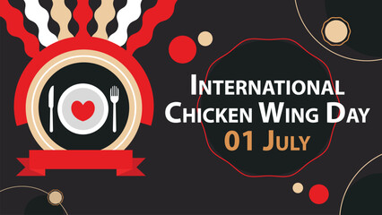International Chicken Wing Day vector web banner design illustration