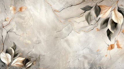 Decorative Marble Ceramic Tiles with Border for Wall and Floor Polished Concrete Stone Background with Leaf Pattern Texture for Interior Design