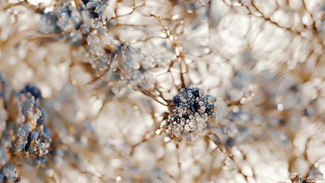 A crosssection of brain tissue reveals a dense network of interneurons forming intricate synapses between neurons.