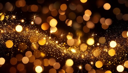festive abstract christmas texture golden bokeh particles and highlights on a dark background