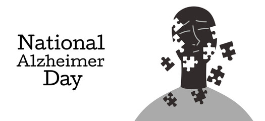 National Alzheimer Day banner. Conceptual vector  illustration. Dementia.
