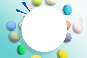 Easter decor with bunny ears and colored eggs