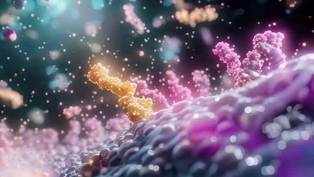 A microscopic view of a TLR signaling pathway involving interactions with various other proteins and molecules.