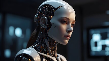 Fototapeta premium An advanced , attractive AI robot 