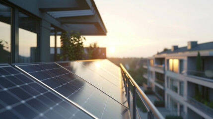 Fototapeta premium solar panels installed on the balcony, angular view