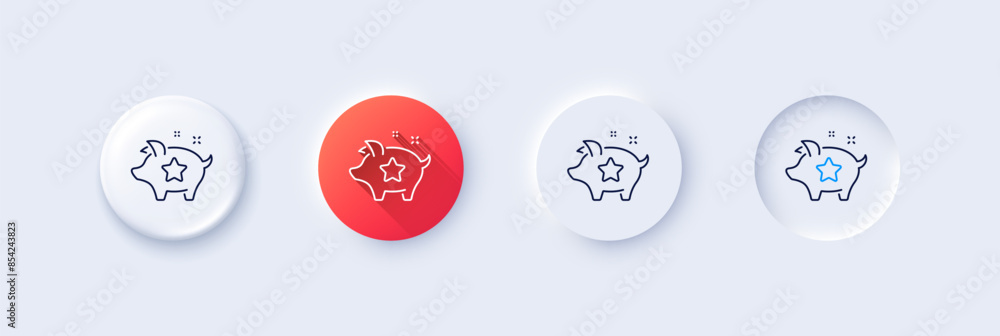 Poster loyalty points line icon. neumorphic, red gradient, 3d pin buttons. bonus piggy. discount program sy