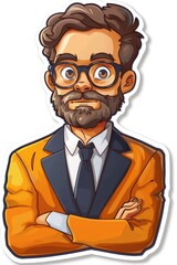 Business finance marketing cartoon sticker, isolated on white background with cut-off edges. Creative concept for financial presentations, marketing strategies, and advertising campaigns