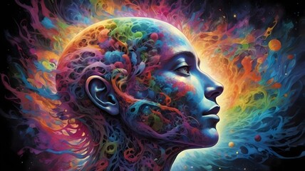 Fototapeta premium Psychedelic Dreamscape ,vibrant Mind Exploration