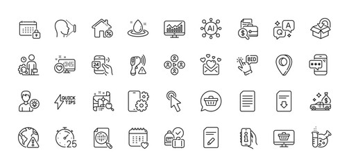 Shopping cart, Web shop and Video conference line icons pack. AI, Question and Answer, Map pin icons. Love mail, Face id, Person idea web icon. Vector
