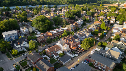Historic residential neighborhood with evening light