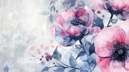 Vintage watercolor floral print for interior design and decoration