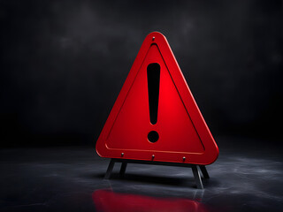 Realistic red caution warning sign for attention exclamation mark traffic sign by 3d render illustration. Generative AI