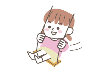 ブランコを漕いでいる女の子のイラスト
