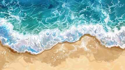 Summer beach background with wave of the sea on sandy shore