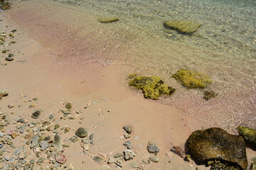 Clean and clear light blue water of Caribbean sea.	