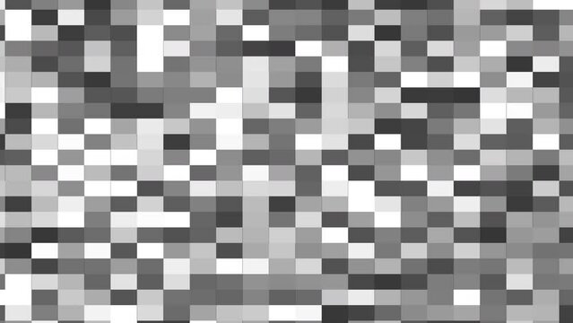 Black and white square pixel background. 4k video
