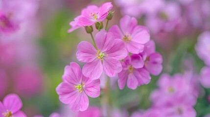 Obraz premium Blooming hairy rock cress flowers captured in a close up shot from a unique perspective