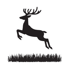 jumping a silhouette deer nice grass