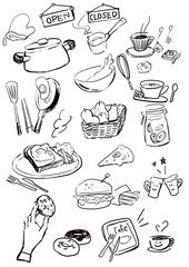 cafe kitchen  illustration カフェイラスト素材集