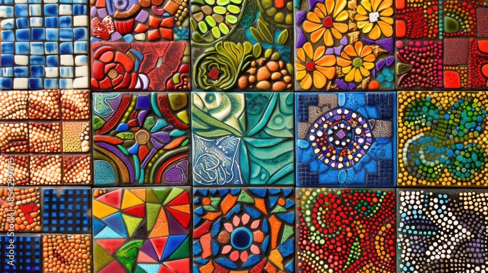 Poster tiles made of mosaic patterns