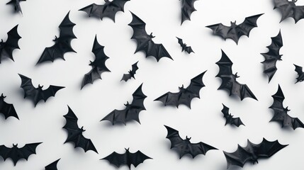 Black bats on a white background with Halloween colors