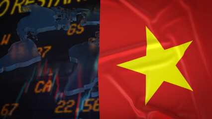 The Vietnam flag for Business concept 3d rendering.
