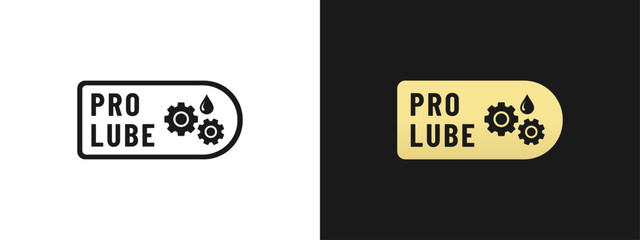Pro lube label or gear protection sign vector isolated. Best pro lube sign for product packaging design, print, and more about gear oil product.
